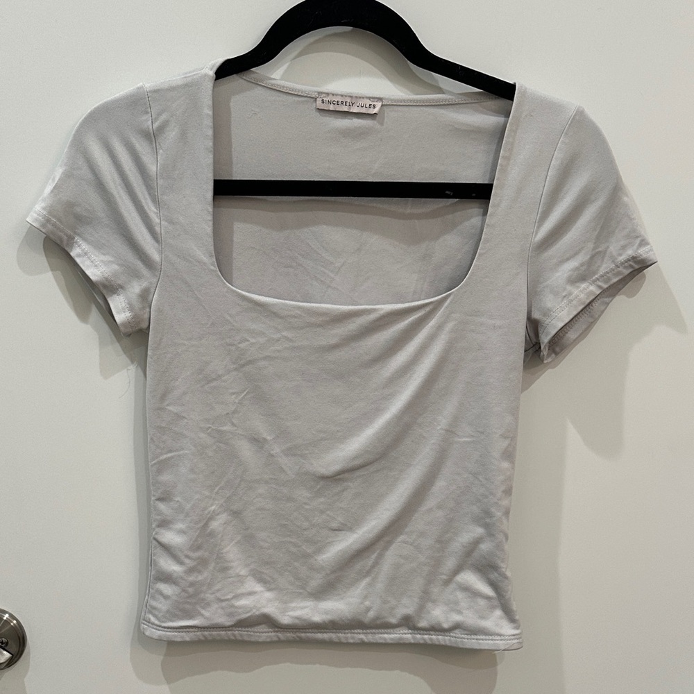 Sincerely Jules Women's Square Neck White Top